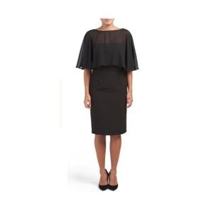 Nanette Lepore Womens Black Chiffon Backless Cape Sheath Cocktail Dress Sz 6 New